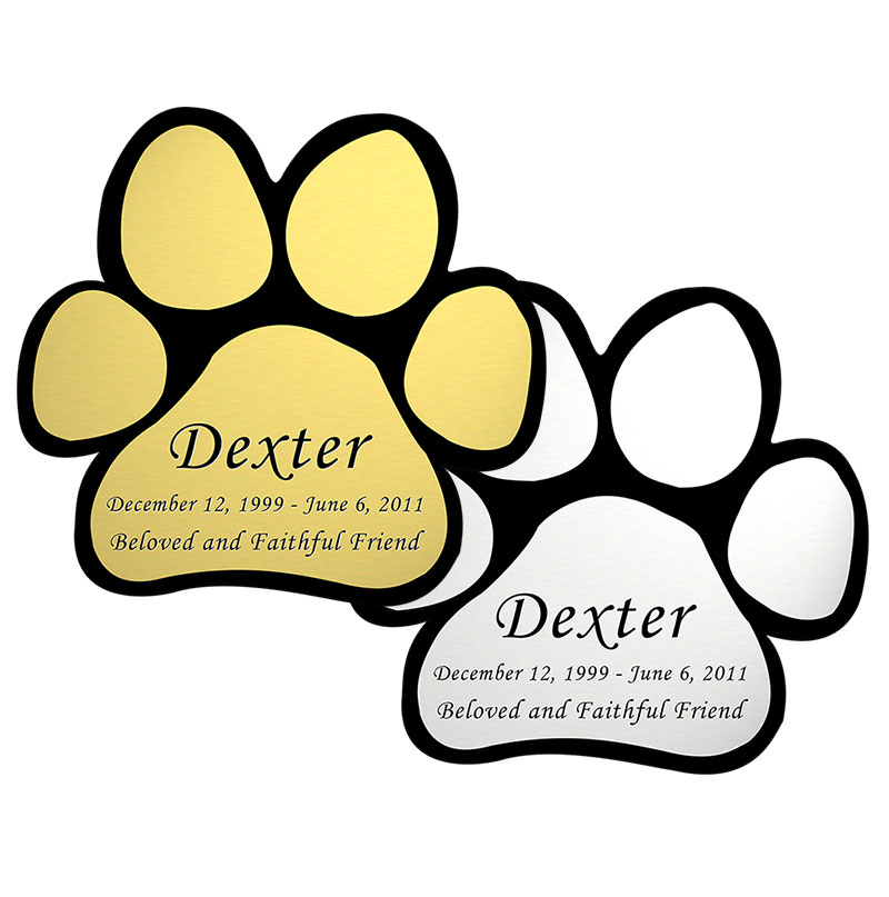 Engraved Paw Print Nameplate Metallic Finish Brass or Silver 3 ...
