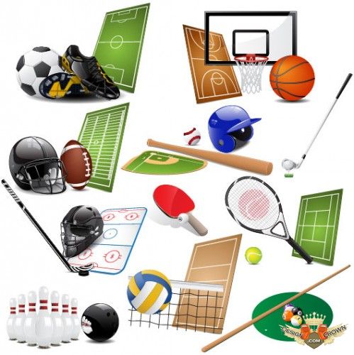 Free vector sports clip art with football, golf, rugby, soccer ...
