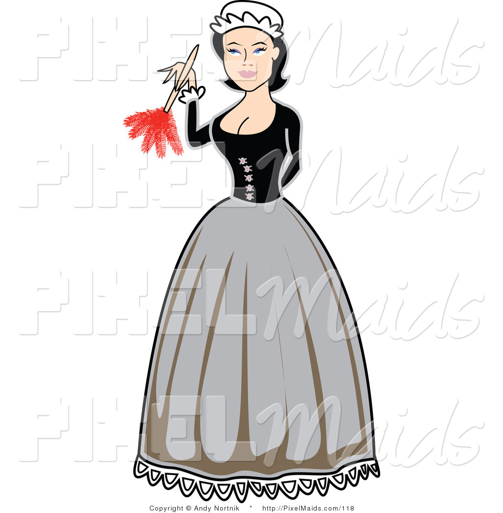 Clipart of a Victorian Maid Woman Using a Feather Duster by Andy ...