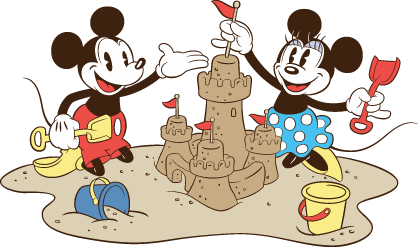 Mickey & Minnie Beach Clipart