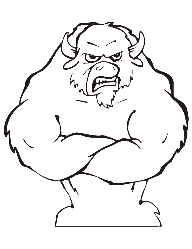 Mean Bull With Muscles Coloring Page | HM Coloring Pages