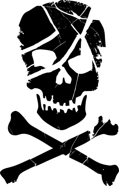 Scarred Skull and Crossbones Stencils- stencilease.com
