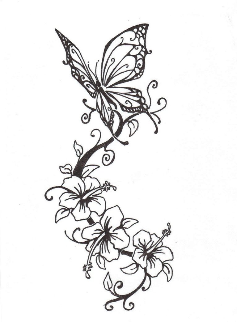 butterfly-with-flowers-tattoo- ...