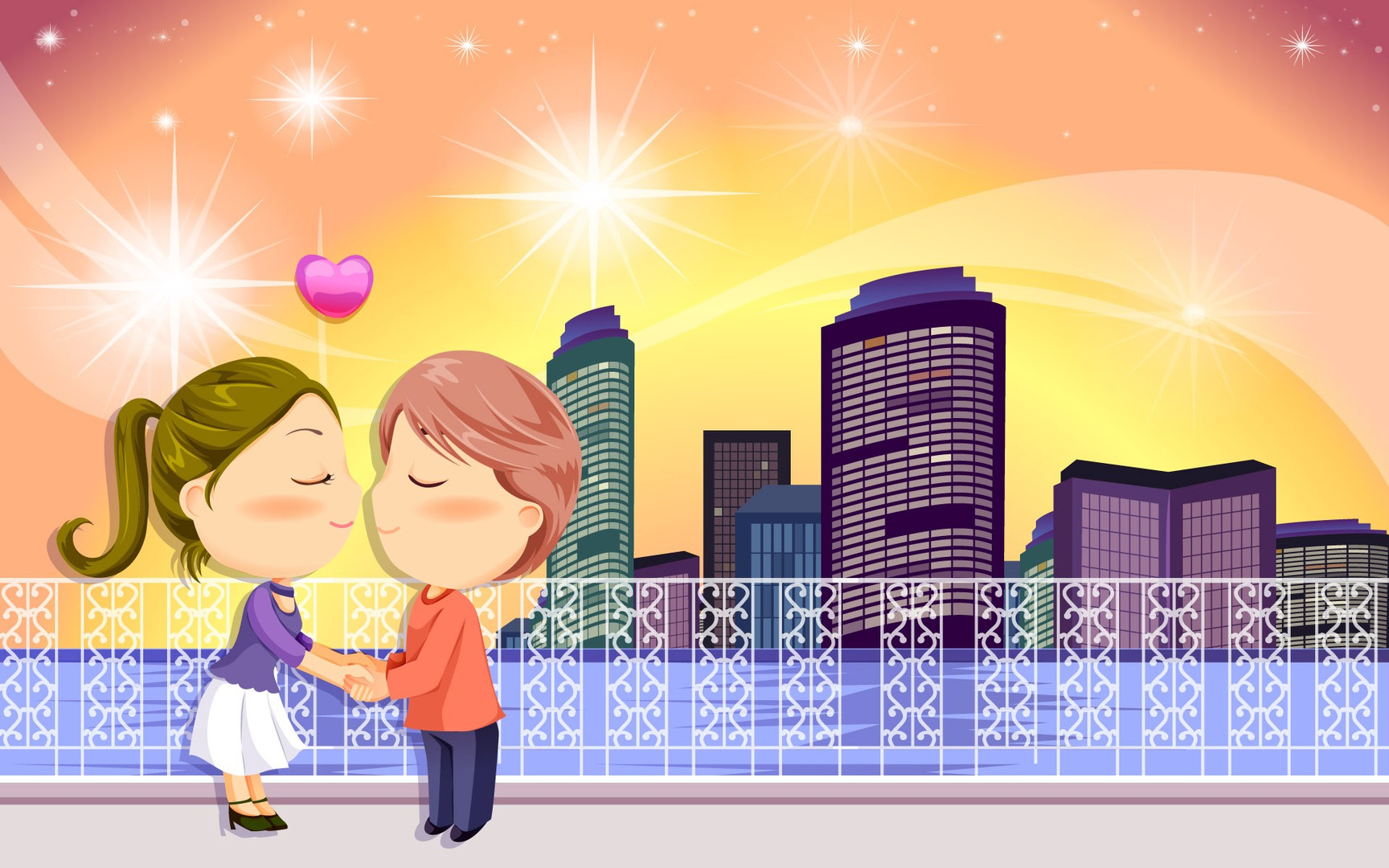 Cartoon Couple Kissing - Dazzling Wallpaper