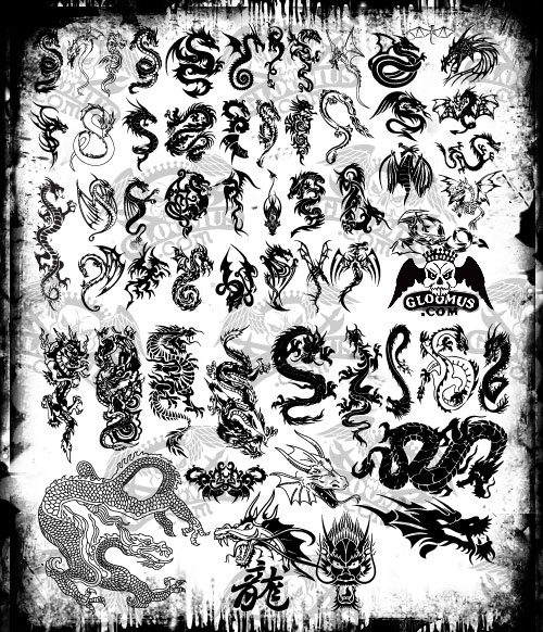 Photoshop Brushes of dragons