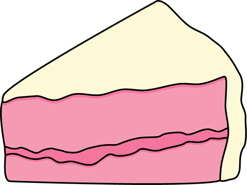 Slice of Pink Cake with White Frosting Clip Art - Slice of Pink ...