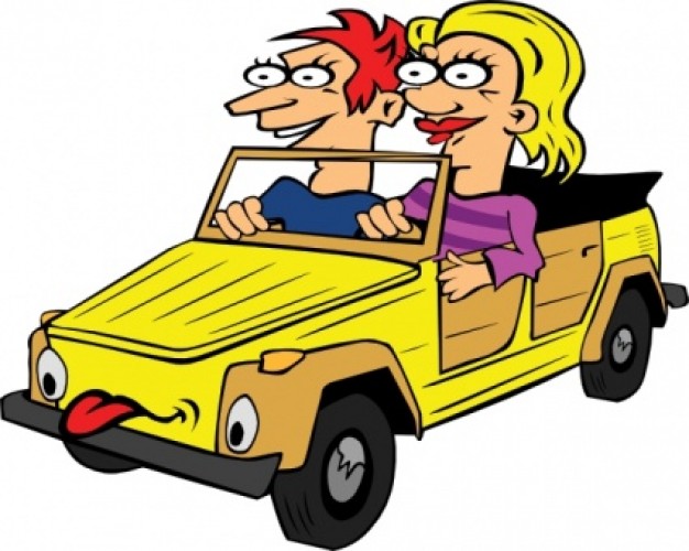 Girl And Boy Driving Car Cartoon clip art Vector | Free Download