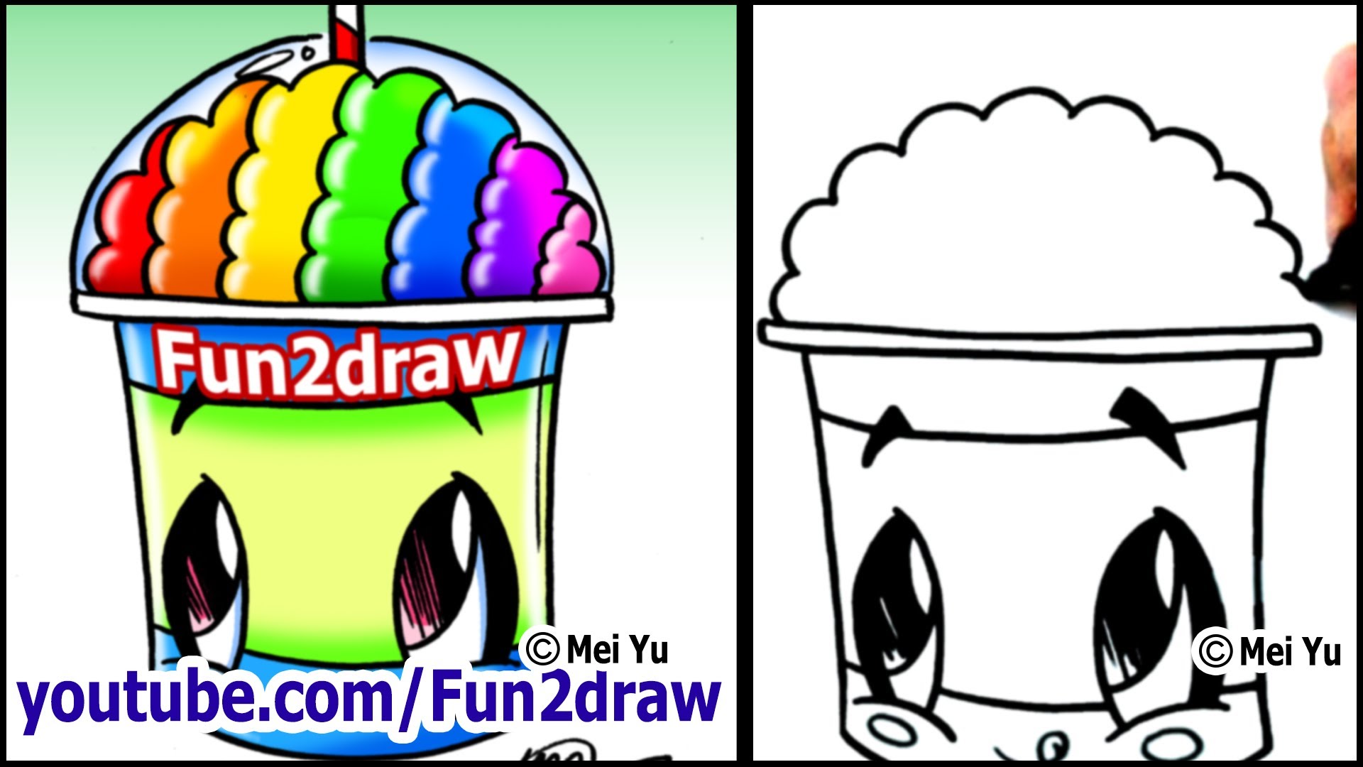 Draw a Cartoon Slushie - With a Rainbow BRAIN??? - YouTube