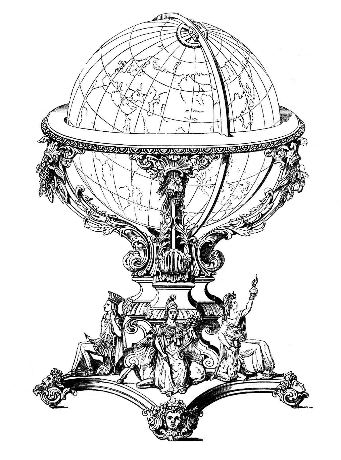 Ornate Globe - Steampunk - The Graphics Fairy