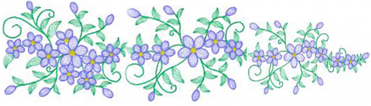 Little Blossom Border Design Set 150mm width - Gumnut Embroideries