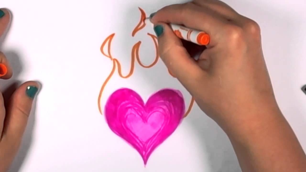 How to Draw a Flaming Heart Design - Voice Fix CC - YouTube