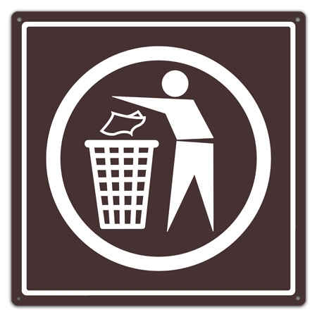 Trash Symbol Sign, Trash Utility Sign, Trash Waste Management Sign