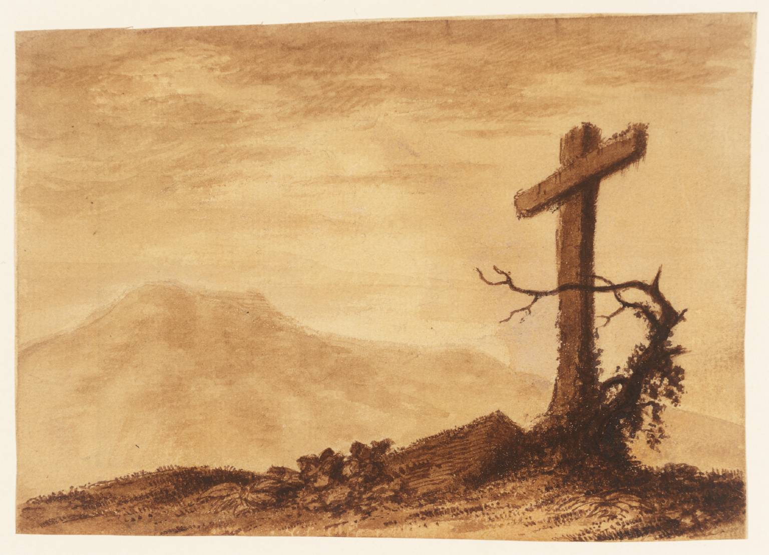The Top of a Hill with a Cross, a Hill Beyond', Alexander Cozens ...