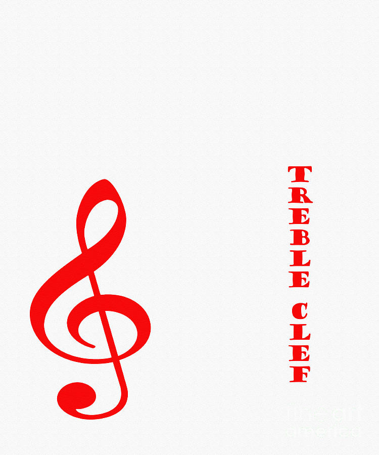 Treble Clef - Music Symbol - Red by Barbara Griffin