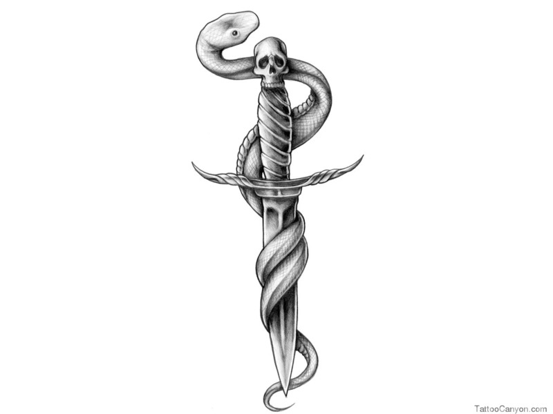 Free Designs Short Dagger With Snake Tattoo Wallpaper Picture #
