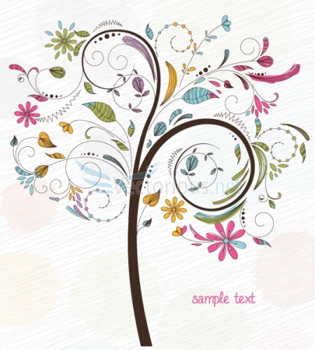 doodles illustration with colorful tree vector illustration ...