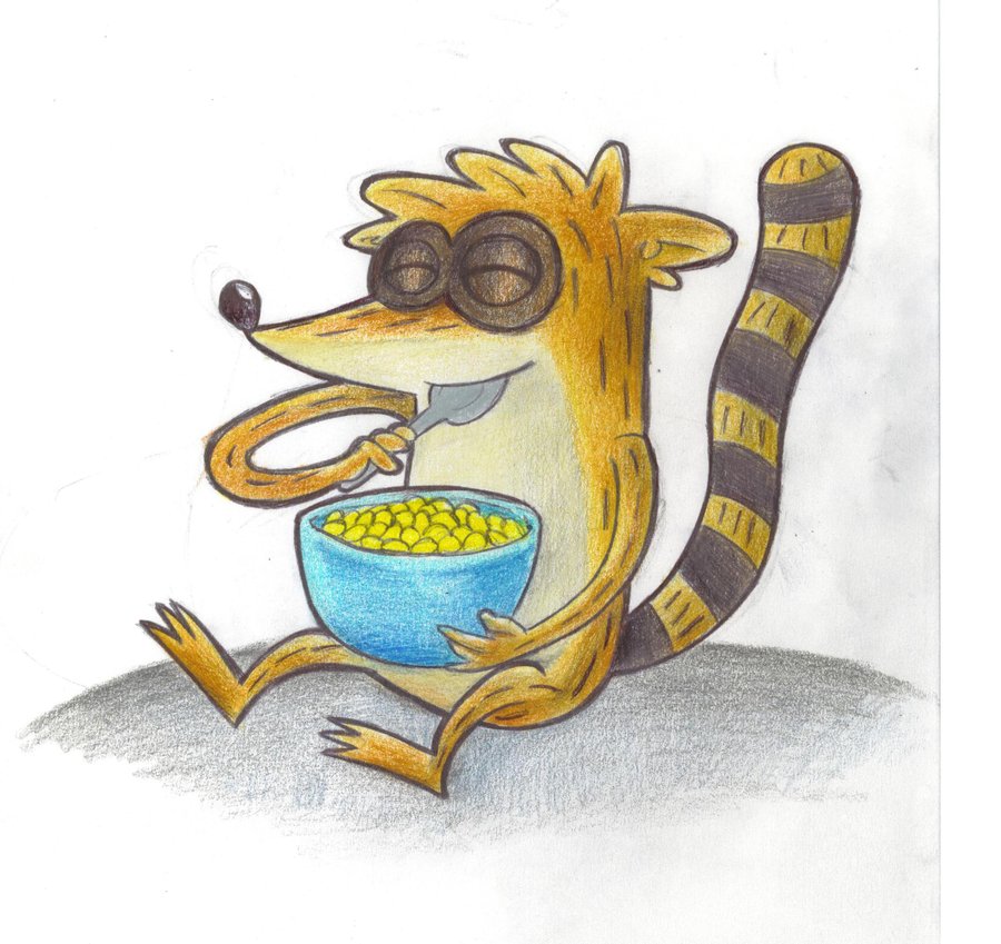 Rigby eating cereal by Gloomy-mushroom on DeviantArt
