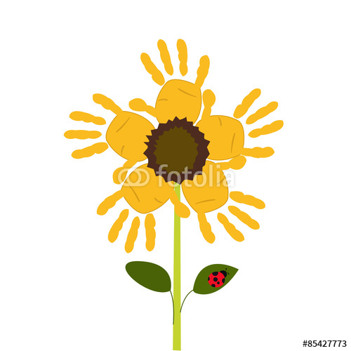 Sun flowers with baby hand print vector" Stock image and royalty ...