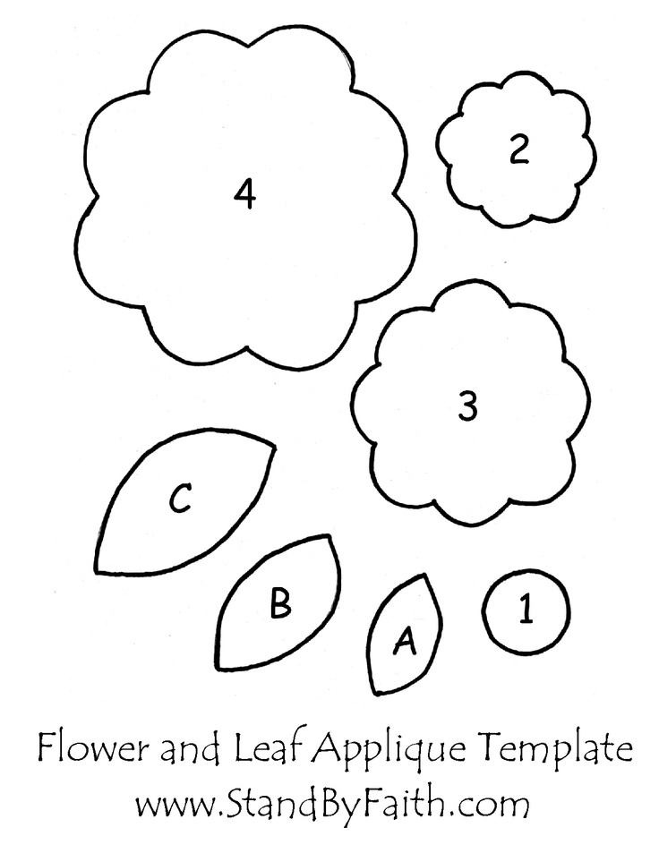 FREE Flower And Leaf Applique Template | Applique Shapes - AZ ...