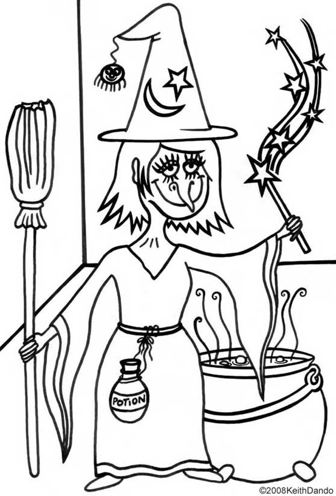 Printable Colouring: Hallowe'en Witch - Rooftop Post Printables