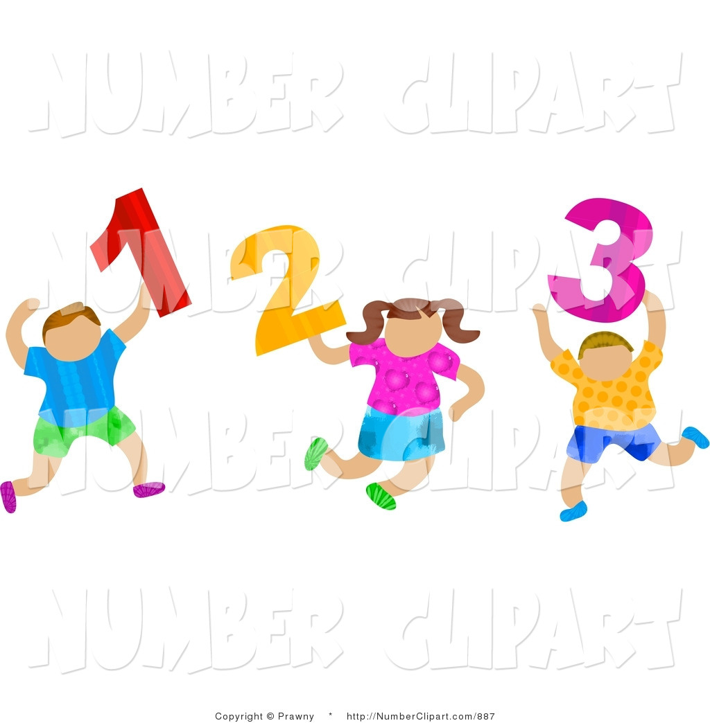 Clip Art of School Children Carrying 1 2 3 Numerals by Prawny - #887