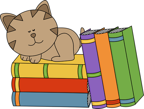 Cat Sleeping on a Stack of Books Clip Art - Cat Sleeping on a ...