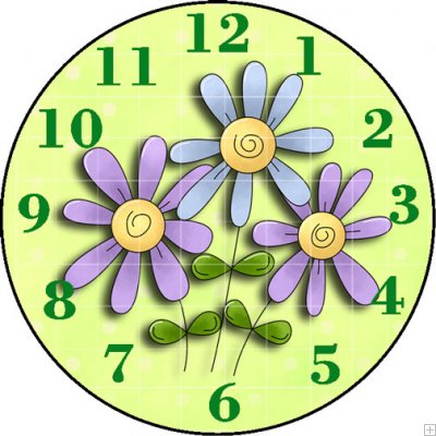 Green Spring Flower Clock Face [CA-CF-001] - $0.38 : Clipart and ...