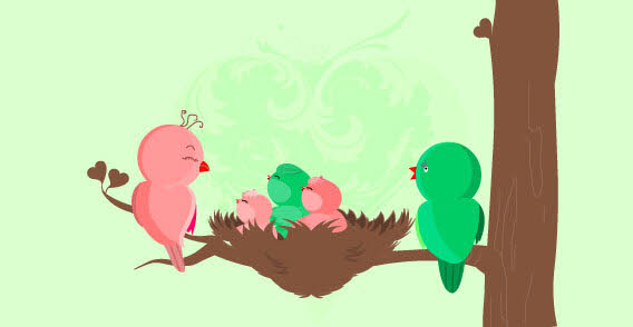 Baby birds are born - Family birds free vector - Download free ...