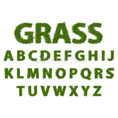 Grass Texture Text Font, Premium Letters Design Stock Image