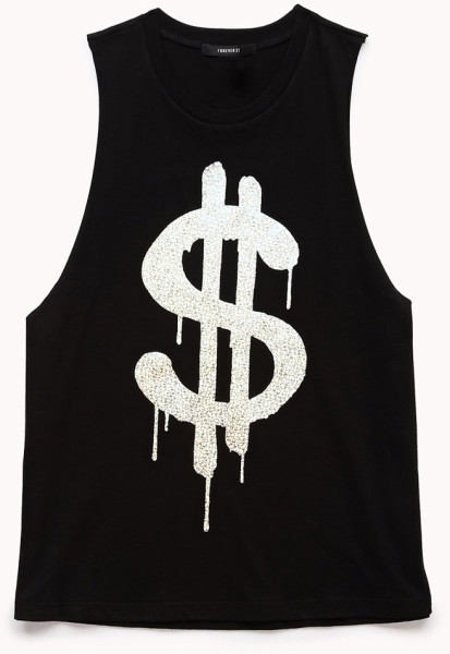 Forever 21 Dollar Sign Muscle Tee in Black (BLACK/SILVER) | Lyst