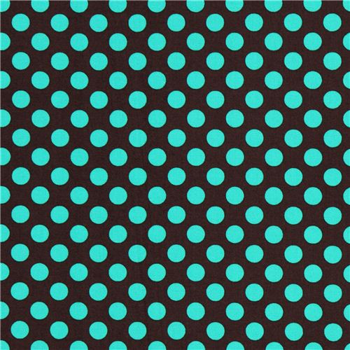 brown dot fabric with turquoise polka dots by Michael Miller ...