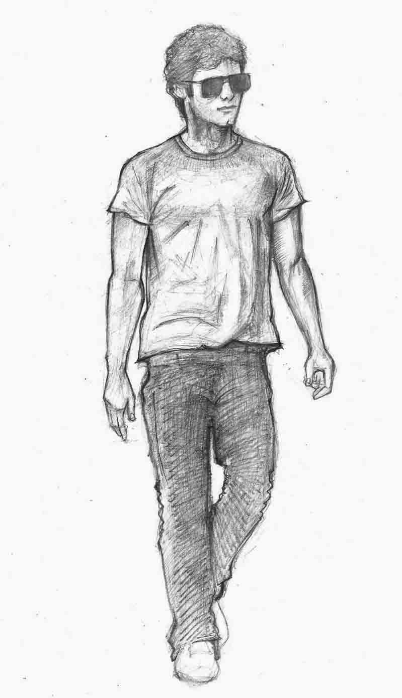 Person Standing Sketch - Step By Step People Drawing Tutorials ...