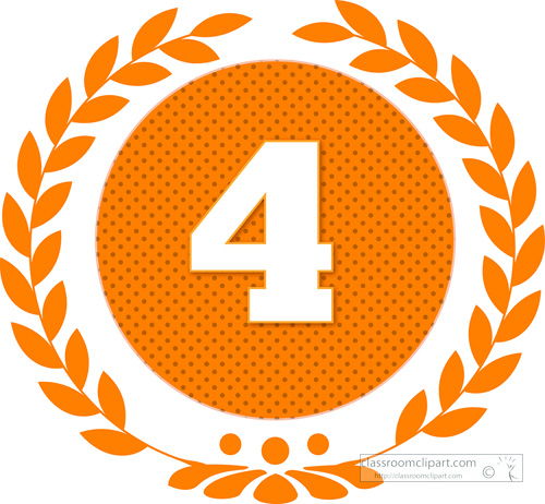 Numbers : wreath-number-four-orange : Classroom Clipart