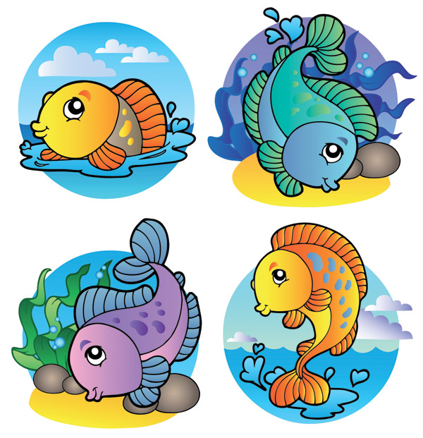 Cute Cartoony Fish Vectors Free Vector / 4Vector
