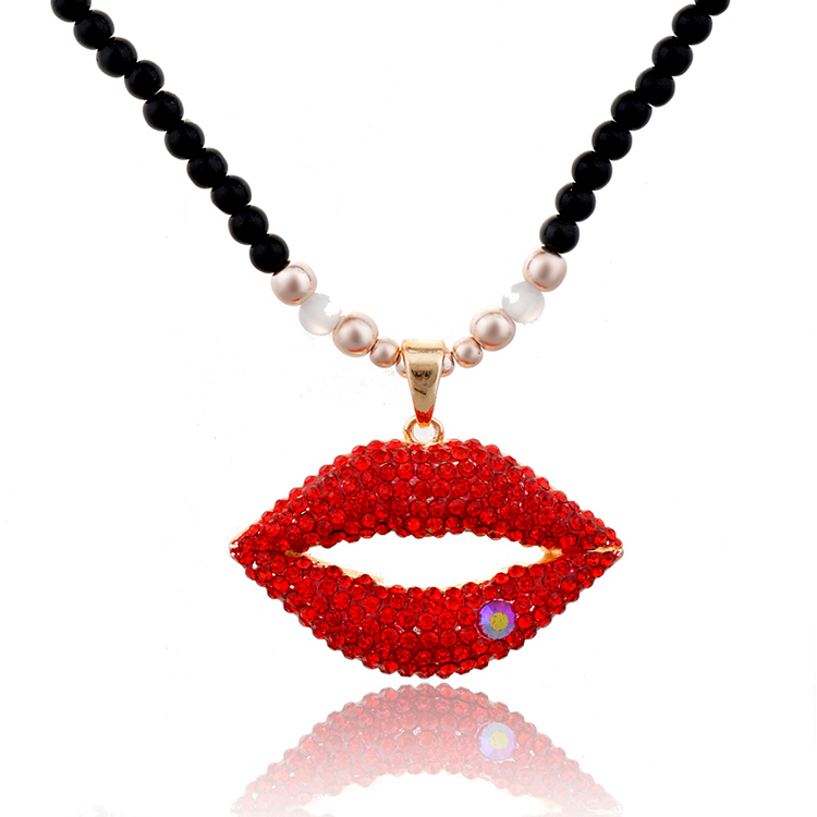 JINSHANG New Fashion Style Sexy Red Lips Alloy Sweater Chain ...