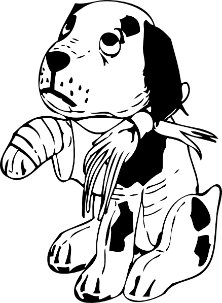 Sad Dog With A Broken Leg clip art - vector clip art online ...