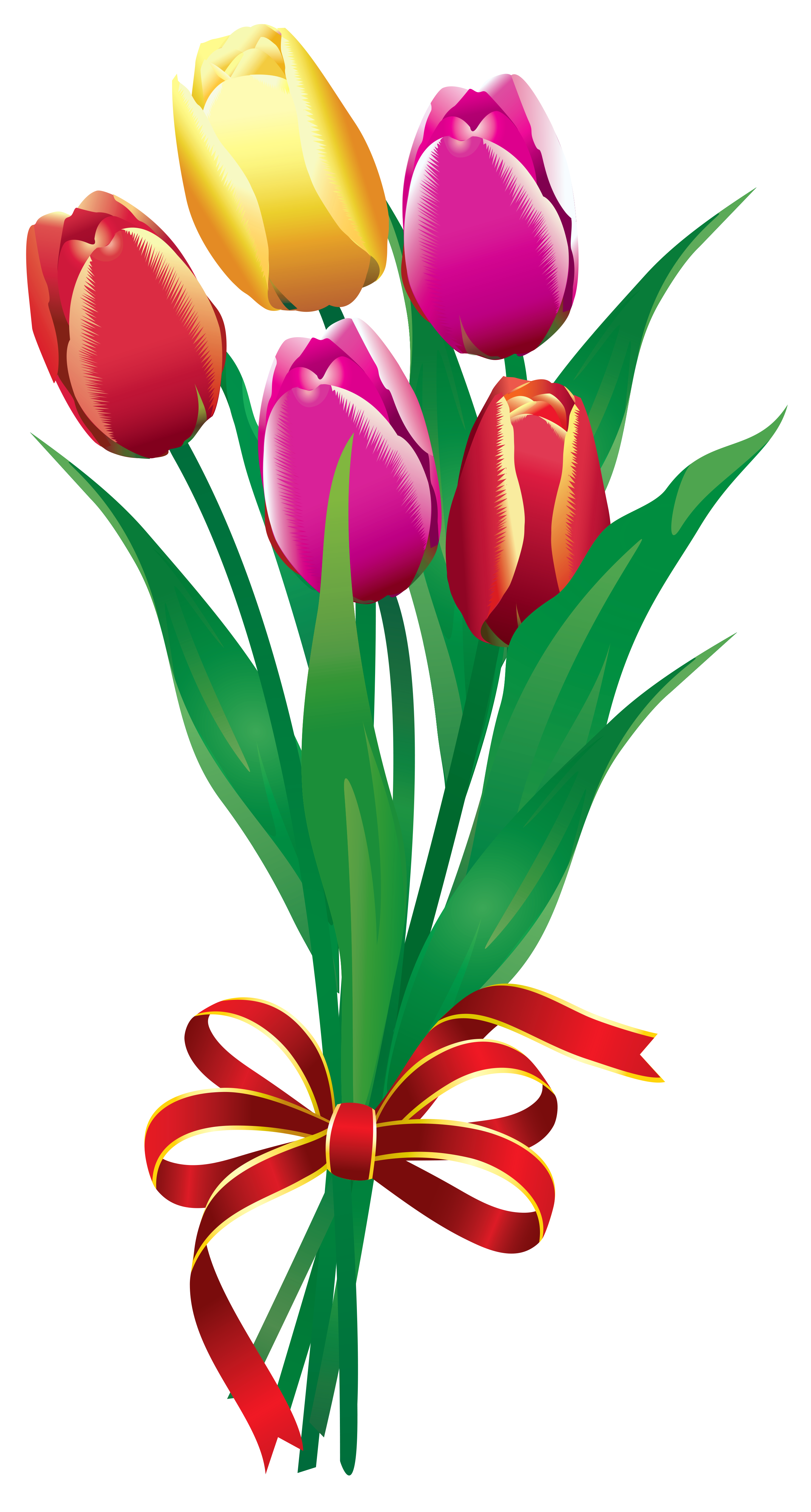 Spring Tulips Bouquet PNG Clipart Picture