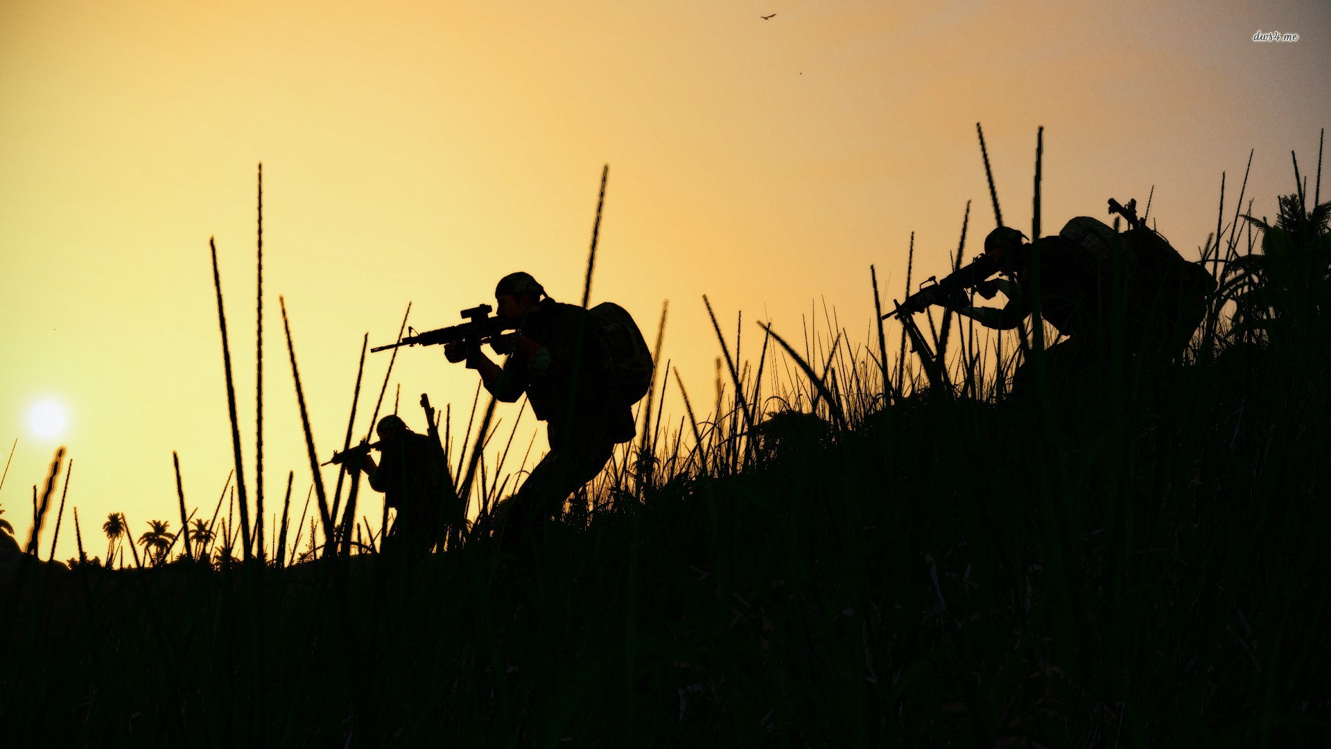 Silhouettes of soldiers attacking wallpaper - Photography ...