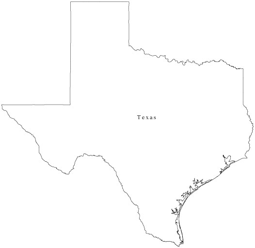 Texas Black & White Blank Outline Map - Map Resources