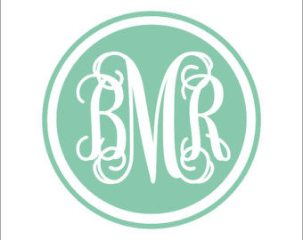 Items similar to Interlocking Vine Monogram Wall Decal Swirly Vine ...