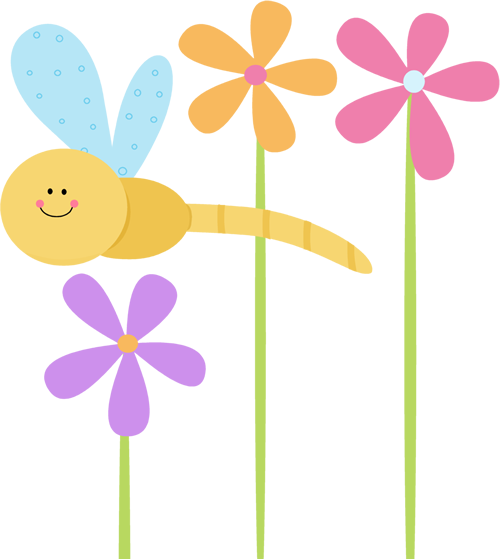 Dragonflies and Flowers Clipart