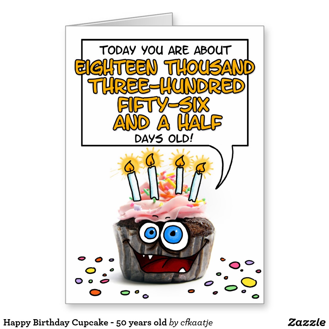 Happy Birthday Cupcake - 50 years old Greeting Card | Zazzle