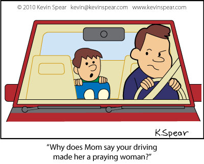 Cartoon: Driving a Praying Woman | Kevin Spear
