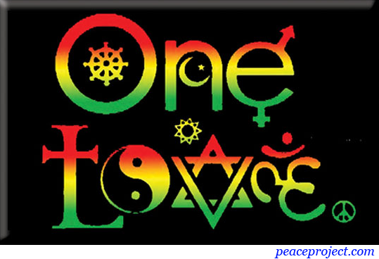 One Love Symbols with Rasta Colors - Rectangle Magnet | Peace ...