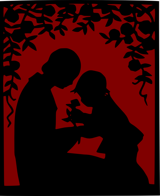 Clipart - Mother and child among roses