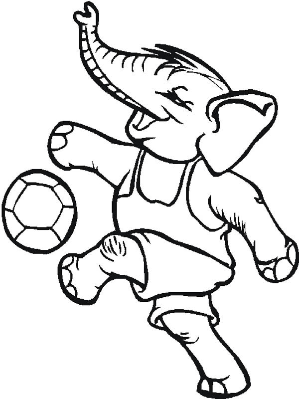 Even an Elephant Playing Soccer Too Coloring Page - Download ...