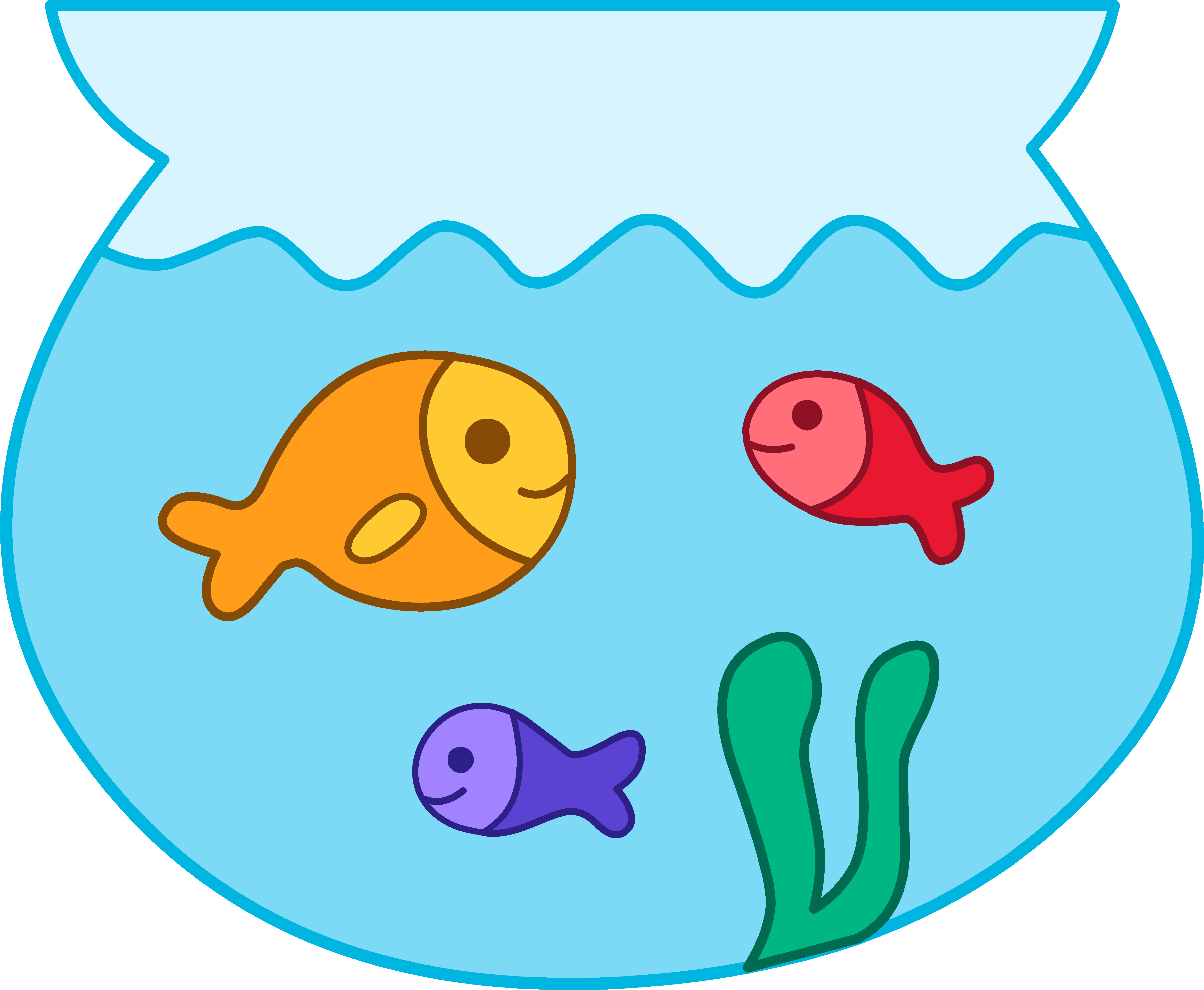 Cute Pet Fishes in Bowl - Free Clip Art