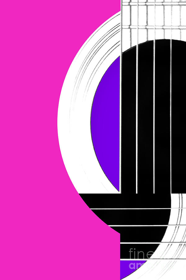 Geometric Guitar Abstract In Pink Purple Black White by Natalie ...