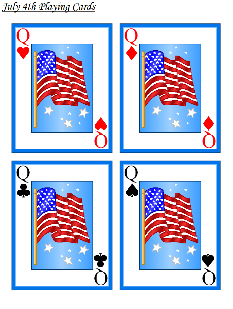 FREE Printable Fourth of July Playing Cards - Holiday Games at Kid ...