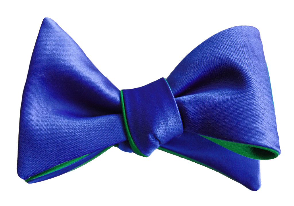 Royal Blue & Jade Green self-tie bow tie can be tied in 6 ...